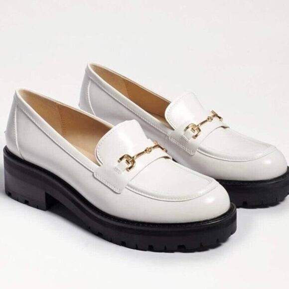 Sam Edelman Tully White Box Slip On Chunky Lug Sole Leather Loafers Sz 7 NWB - Picture 1 of 14